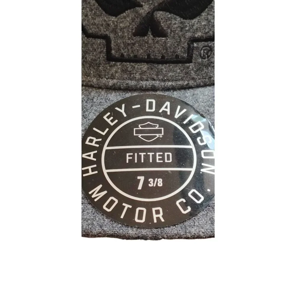 Harley-Davidson Willie G Skull Sherpa Ear Flap Fitted Hat Gray 7 3/8 New